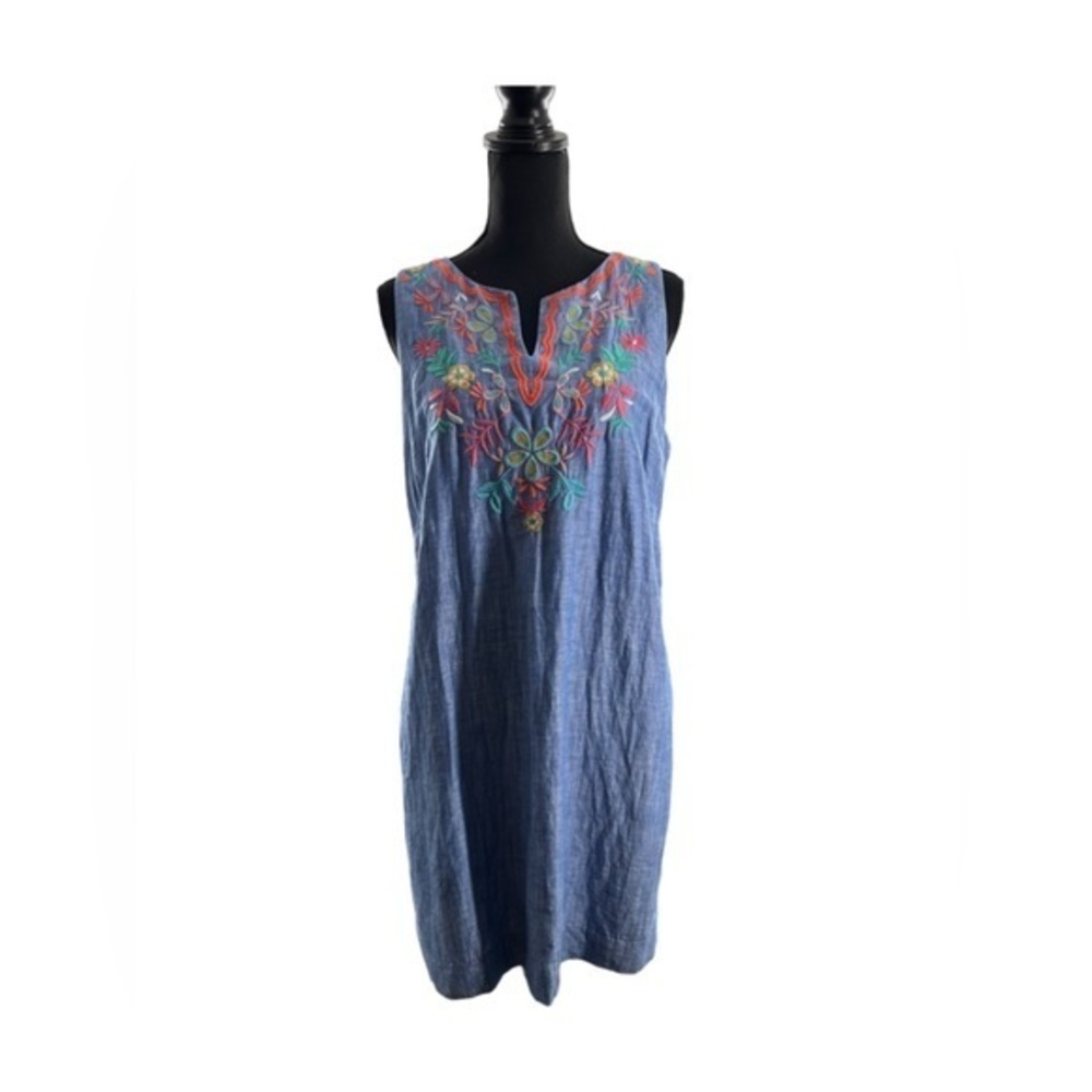 Talbots Blue Embroidered Midi Dress - Picture 2 of 7